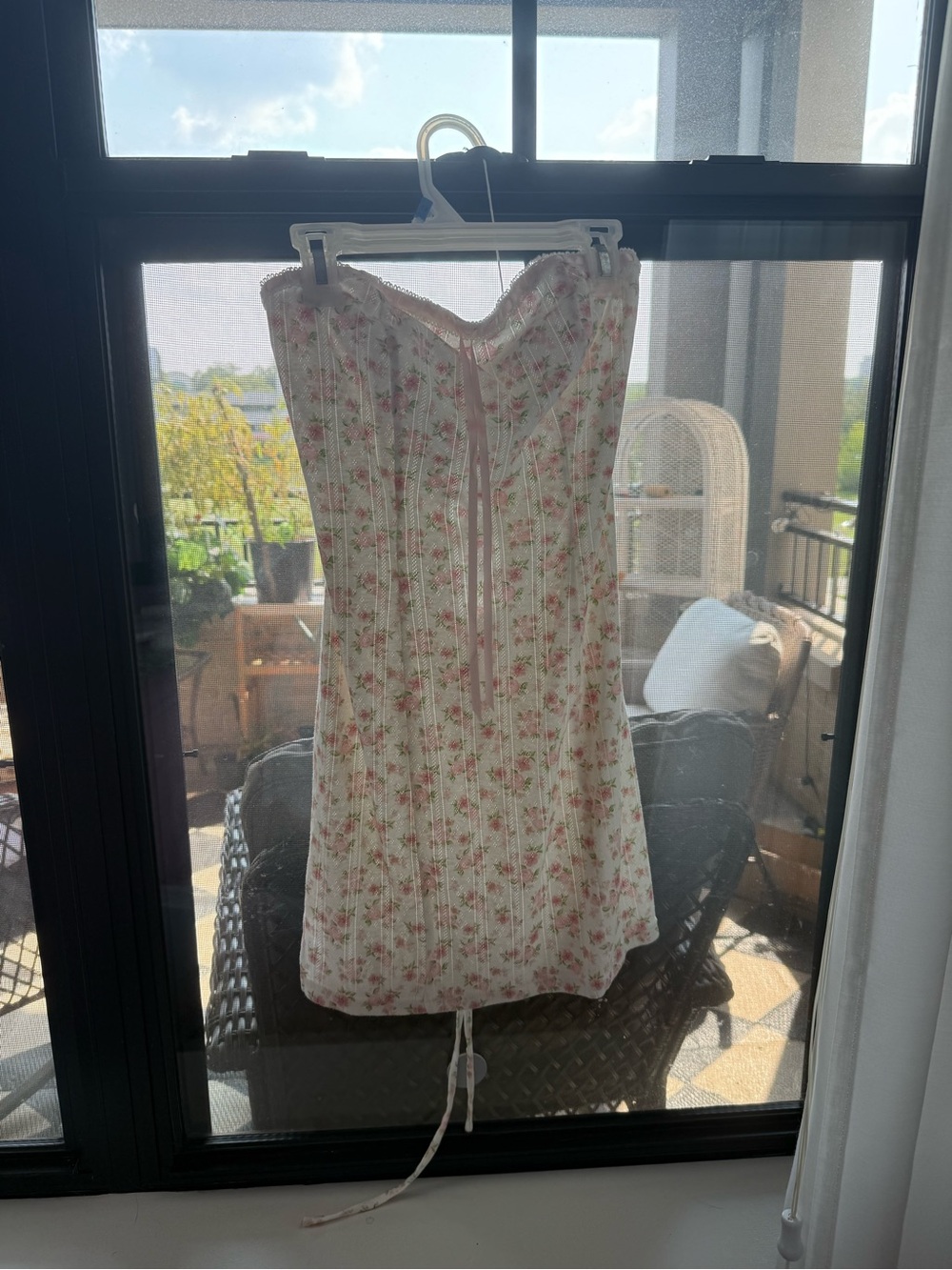 Blackbough Cream Floral Mini Dress with Pink Rose Print